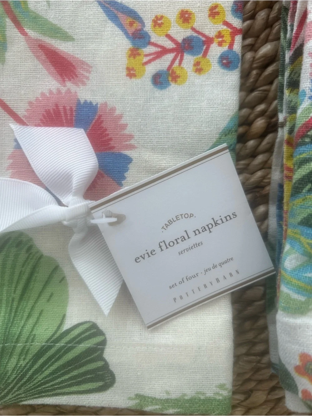 Pottery Barn “Evie” floral fabric napkins